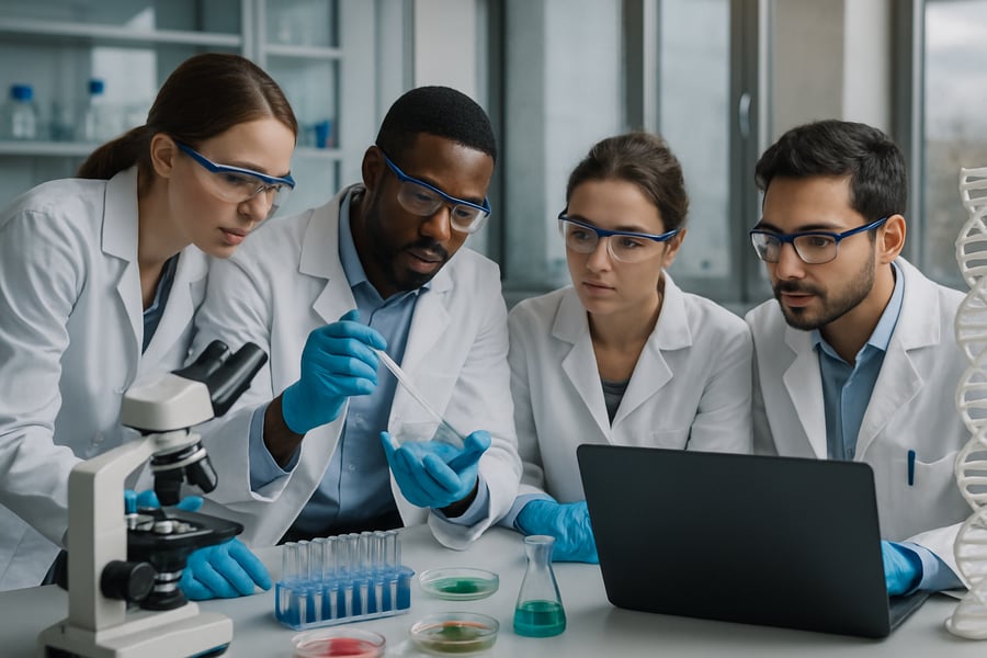 A dedicated team collaborating on biotech solutions