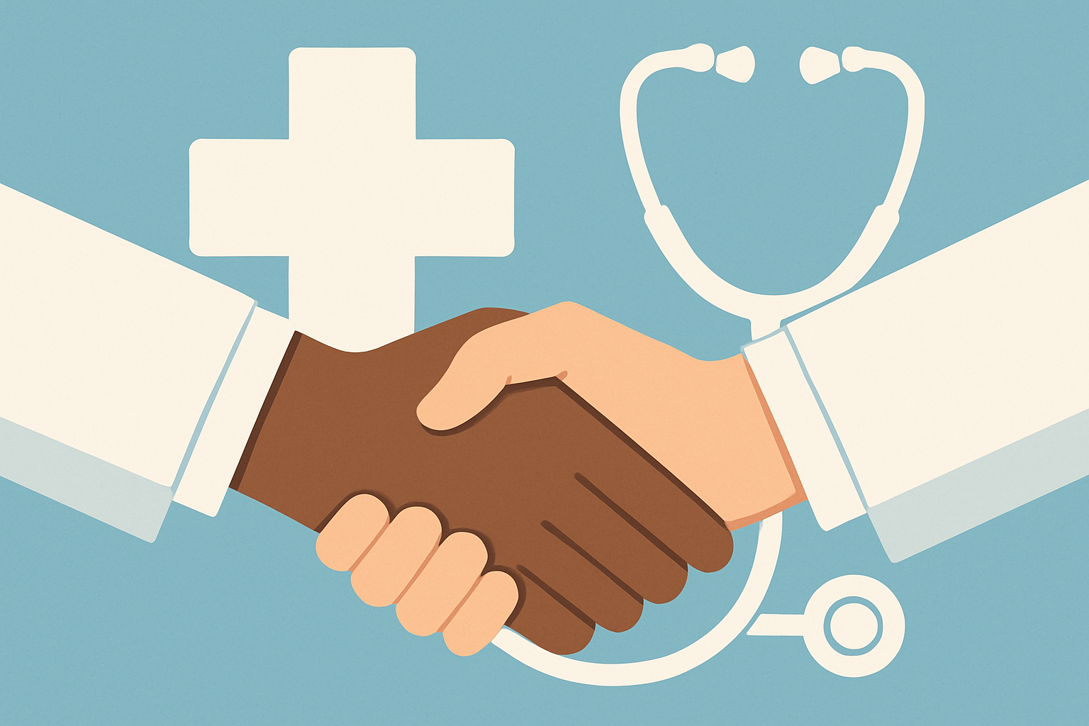 A handshake symbolizing partnership in the healthcare industry